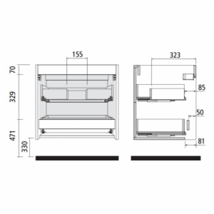 Mobile bagno sospeso Mango80 bianco opaco con lavabo 2 cassetti 80x45x54h