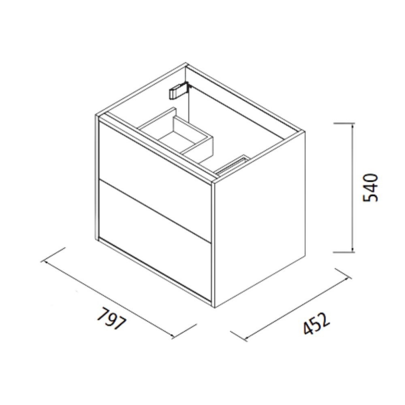 Mobile bagno sospeso Mango80 bianco opaco con lavabo 2 cassetti 80x45x54h